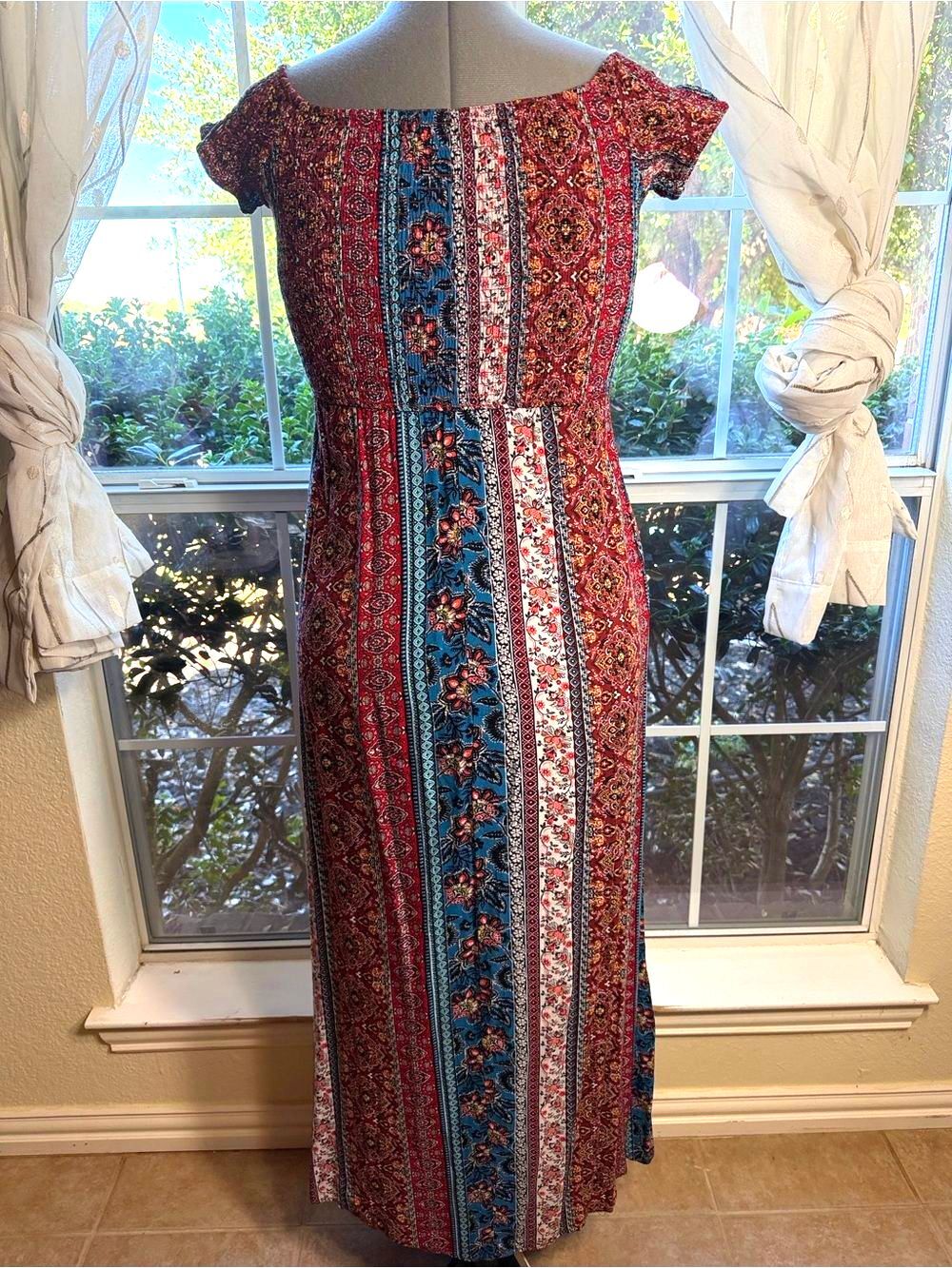 Band of Gypsies Smocked Patchwork Paisley Maxi Dress Boho Whimsigoth Boho S - Picture 8 of 8